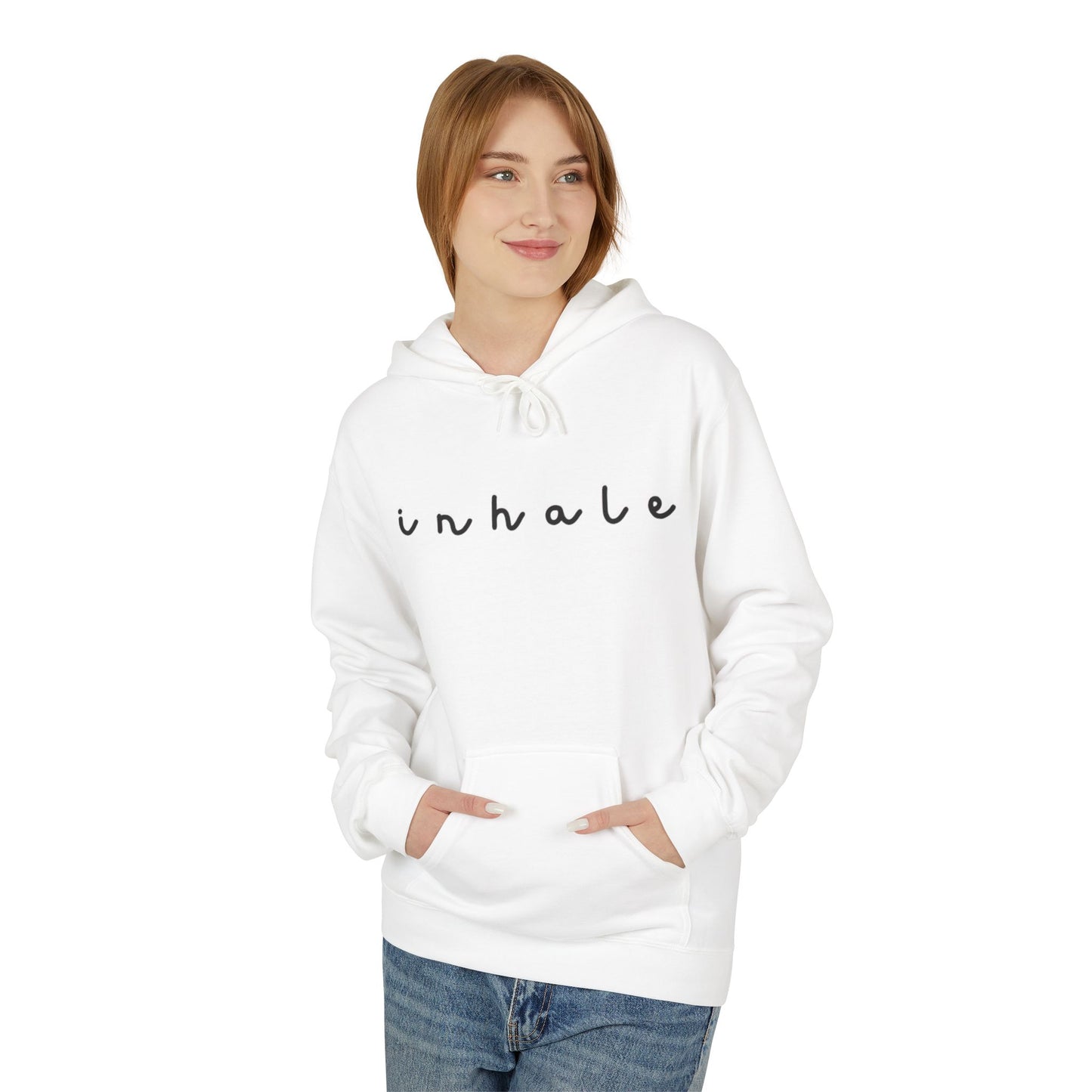 Mindful Inhale Exhale Unisex Hoodie - Softstyle Fleece for Relaxation