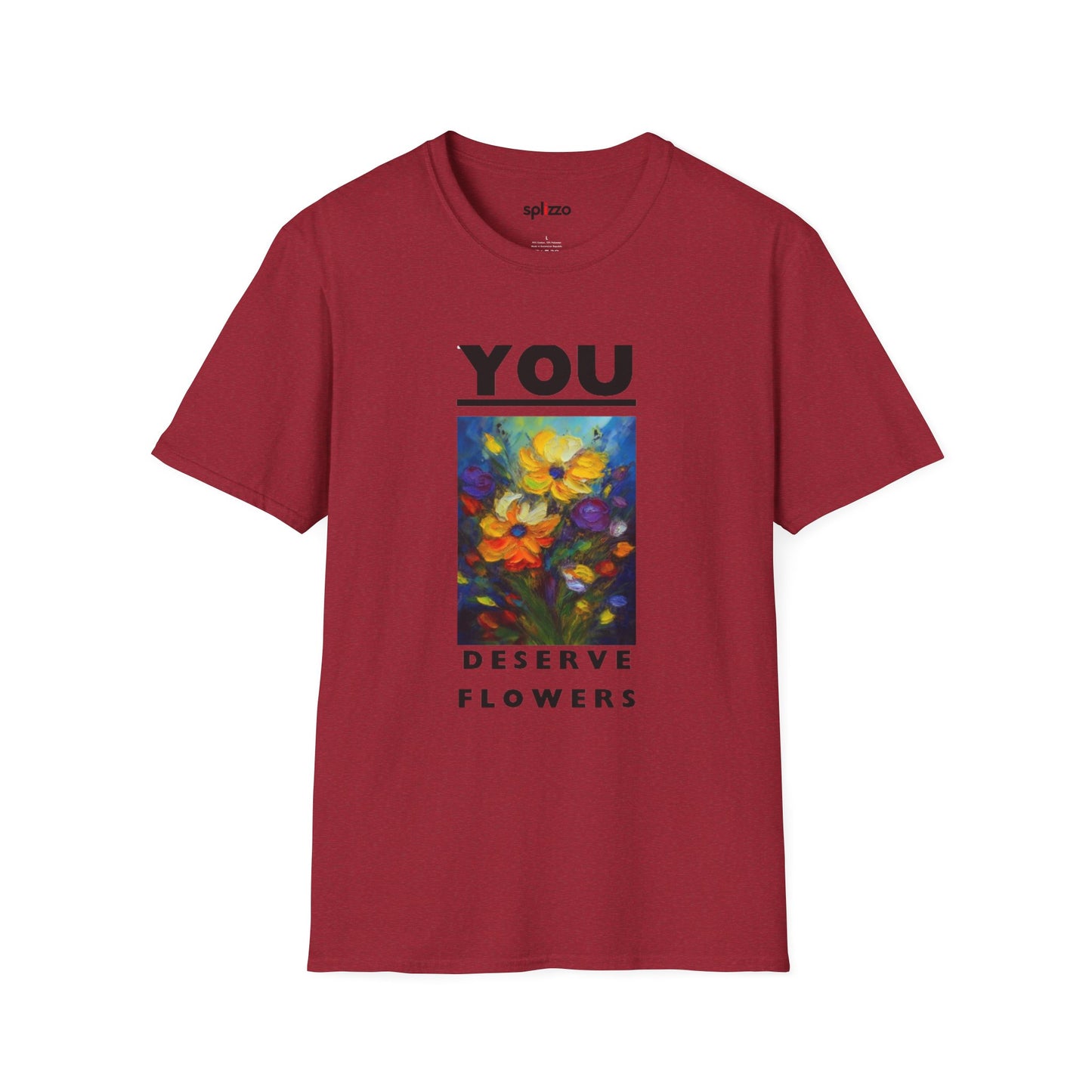 Inspirational Unisex Softstyle T-Shirt - 'You Deserve Flowers' & Lion-Sheep Graphic