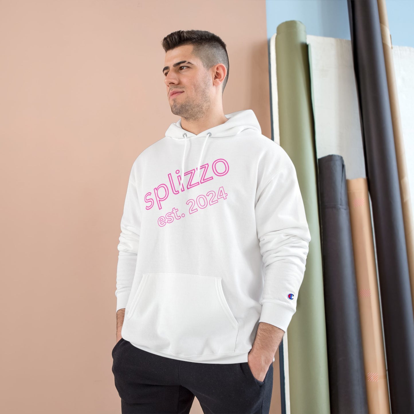 Splizzo Champion Hoodie - Pink Heart Crown Design, Perfect for Casual Wear