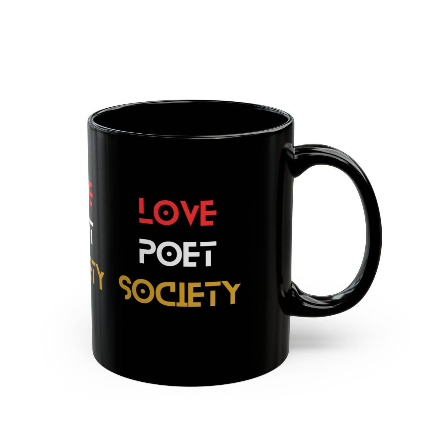 Love Poet Society Black Mug - Perfect Gift for Writers & Poets, Unique Coffee Cup for Creative Souls