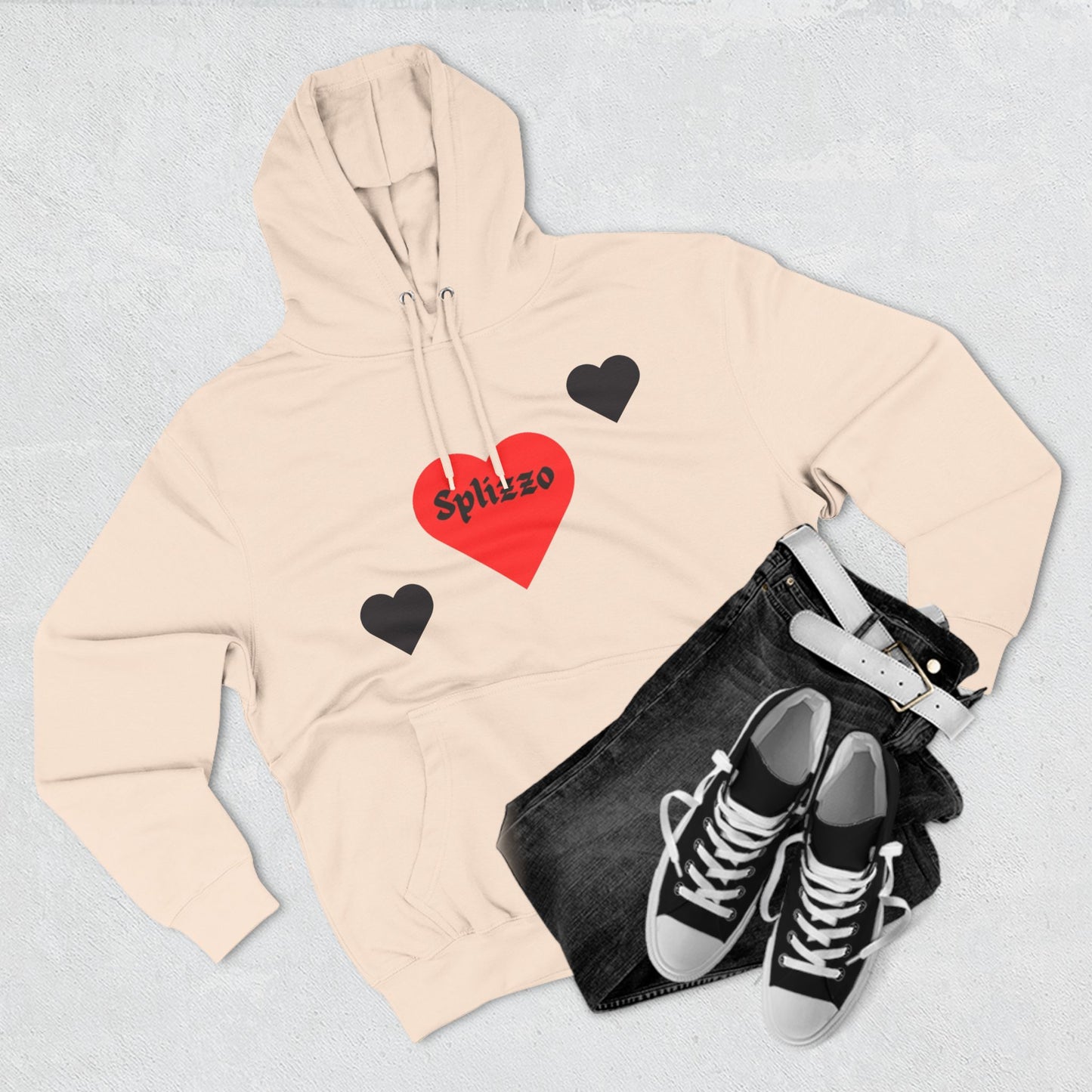Romantic Heart Design Three-Panel Fleece Hoodie for Couples