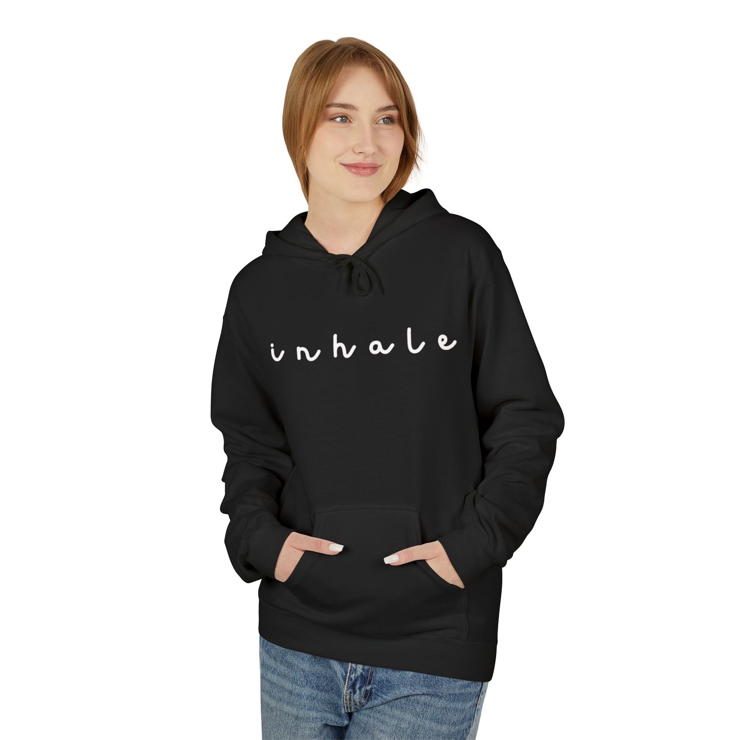 Mindful Inhale Exhale Unisex Hoodie - Softstyle Fleece for Relaxation