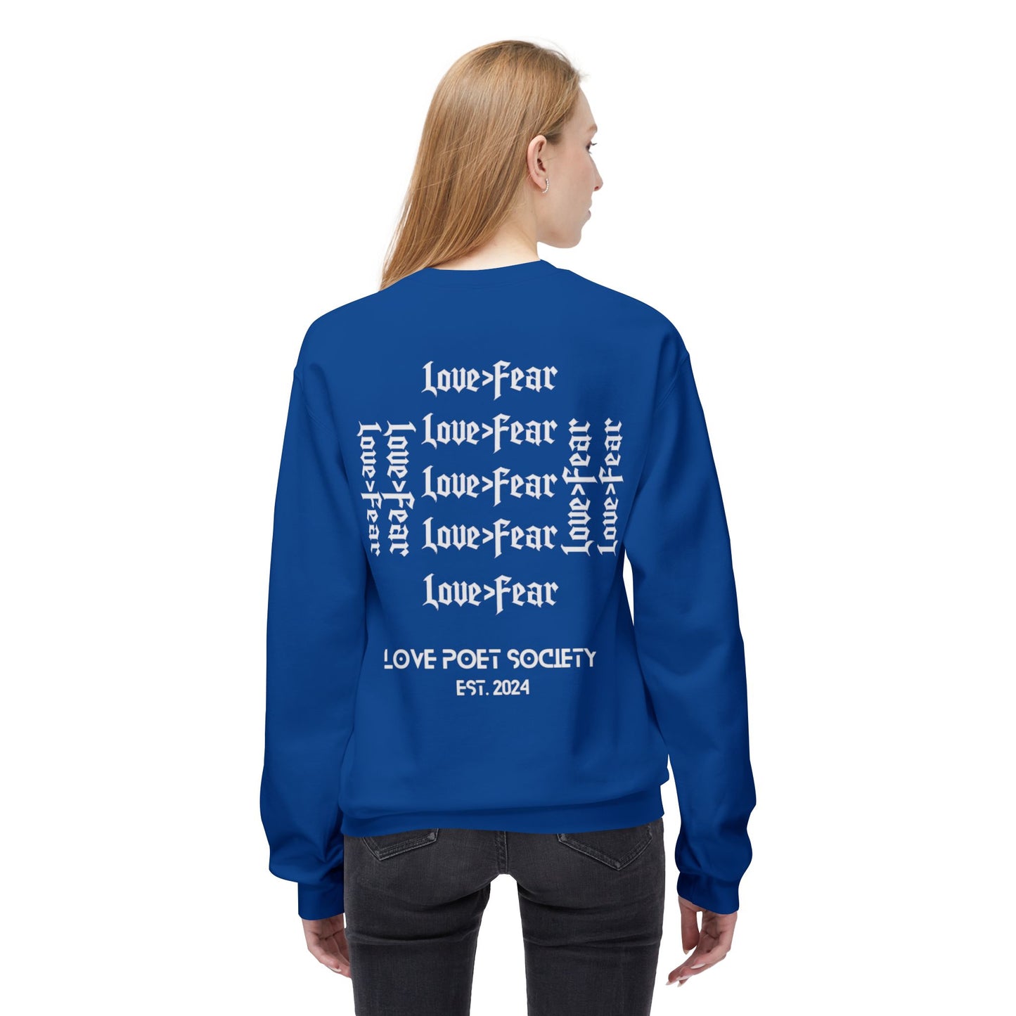 Love Over Fear Crewneck Sweatshirt - Unisex Midweight Fleece