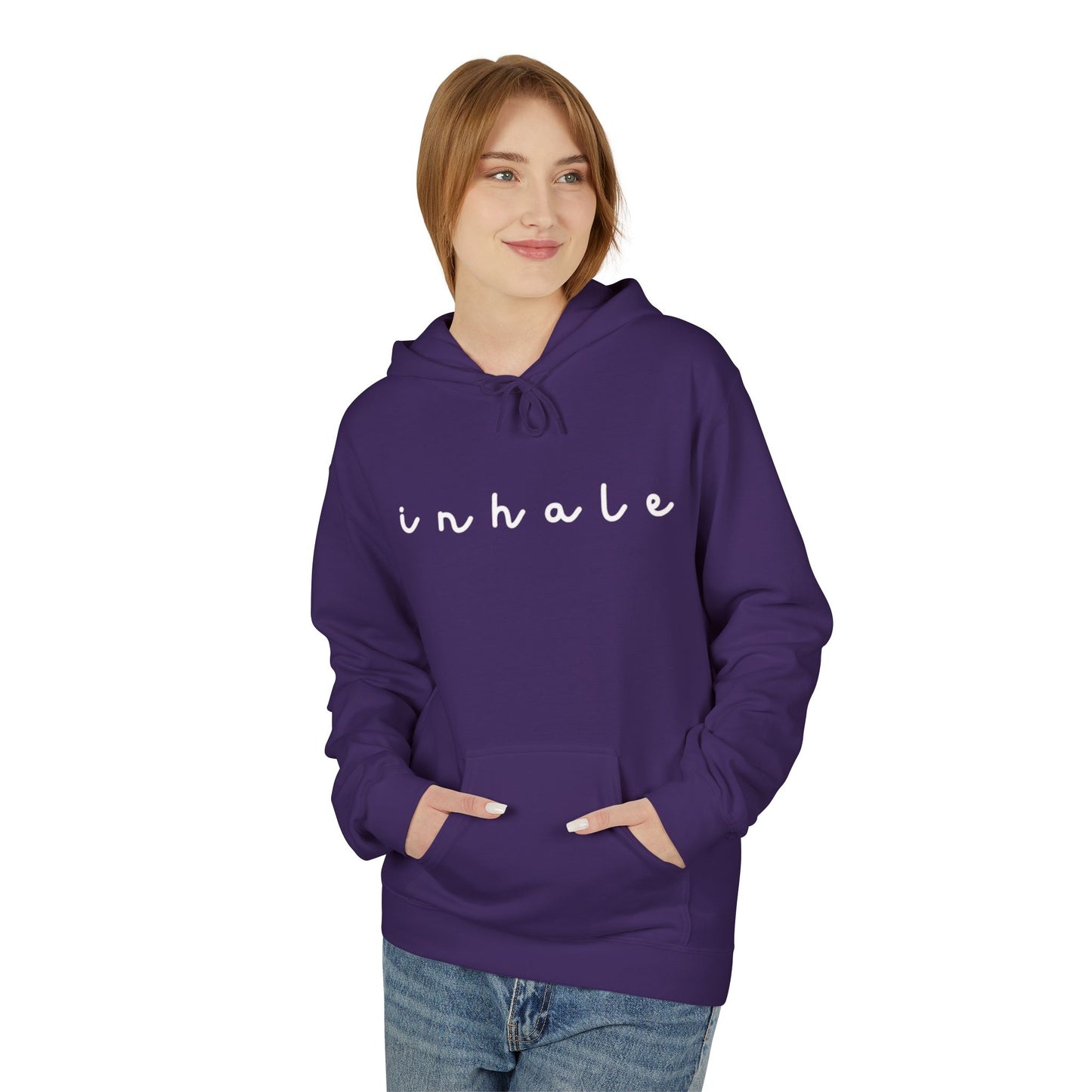 Mindful Inhale Exhale Unisex Hoodie - Softstyle Fleece for Relaxation