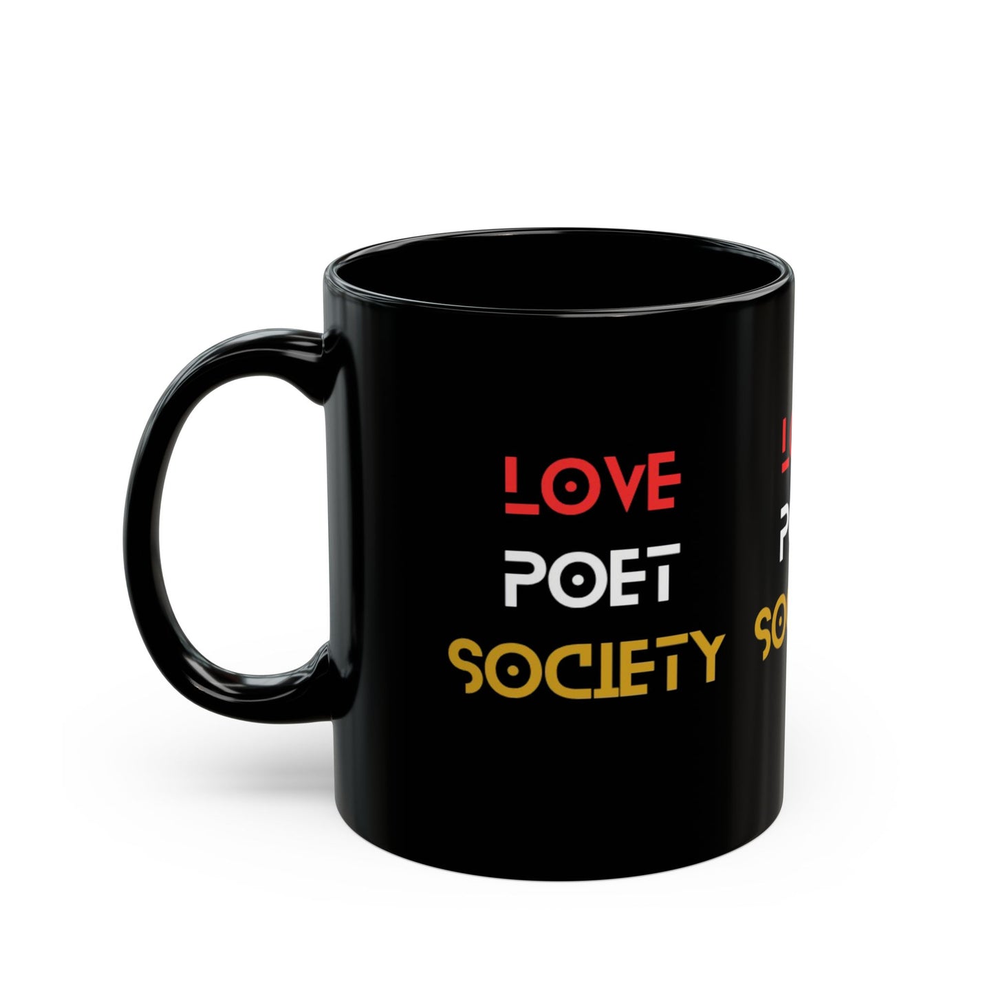 Love Poet Society Black Mug - Perfect Gift for Writers & Poets, Unique Coffee Cup for Creative Souls