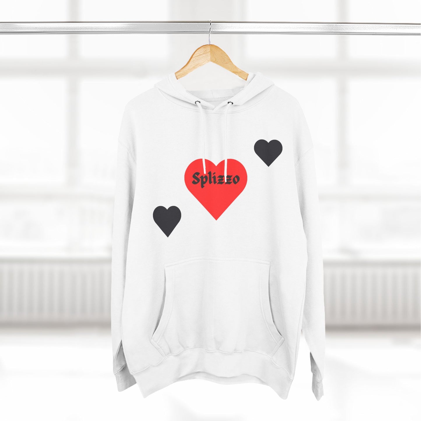 Romantic Heart Design Three-Panel Fleece Hoodie for Couples