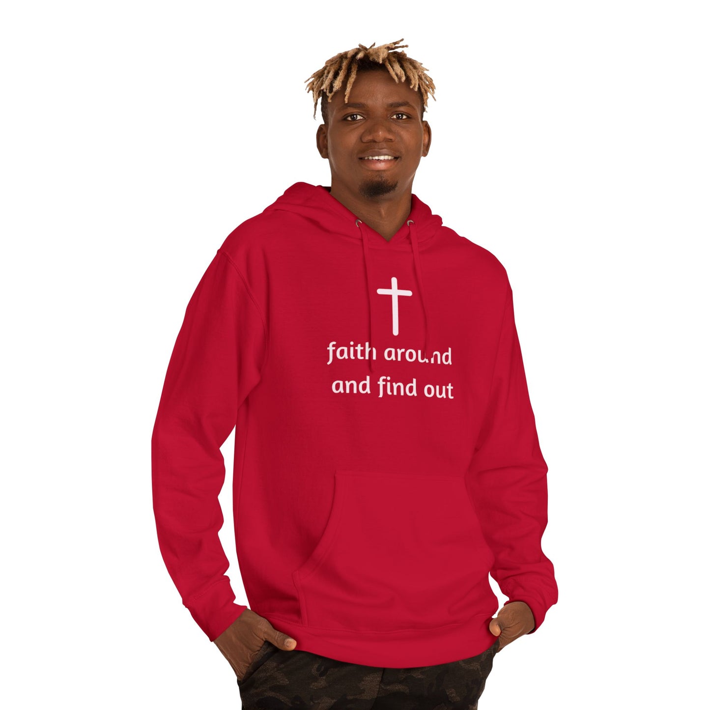 Copy of Faith Around and Find Out Unisex Hooded Sweatshirt - Red Cross Design