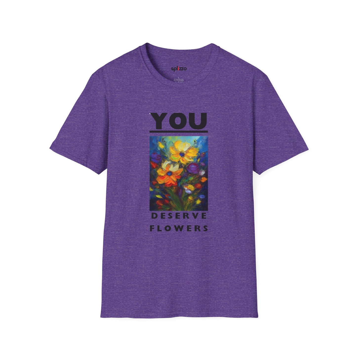 Inspirational Unisex Softstyle T-Shirt - 'You Deserve Flowers' & Lion-Sheep Graphic