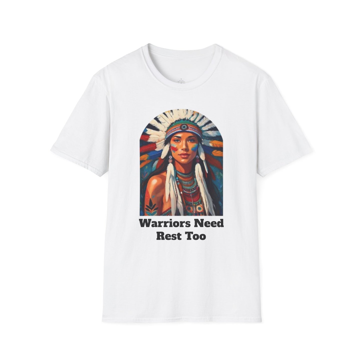 Warriors Need Rest Too Unisex Softstyle T-Shirt | Bohemian Style Tee for Self-Care and Empowerment