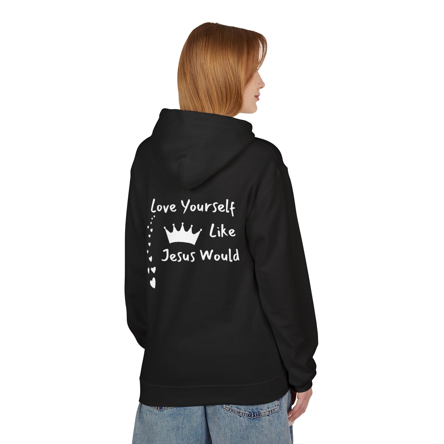 Love Yourself Fleece Hoodie - Inspirational Unisex Apparel