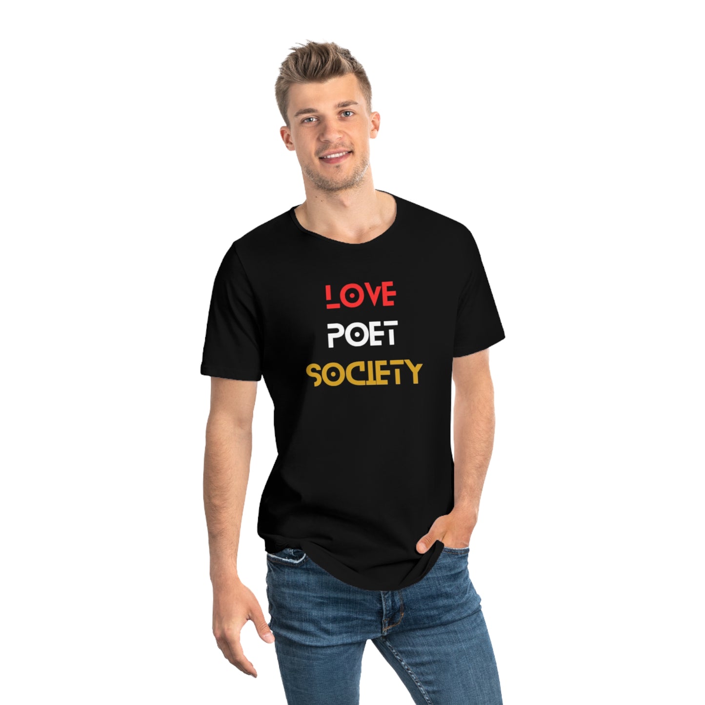 Inspirational Curved Hem Tee - Love, Poet, Society & Music Design