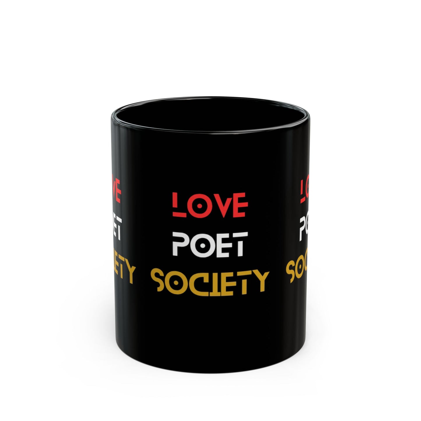 Love Poet Society Black Mug - Perfect Gift for Writers & Poets, Unique Coffee Cup for Creative Souls
