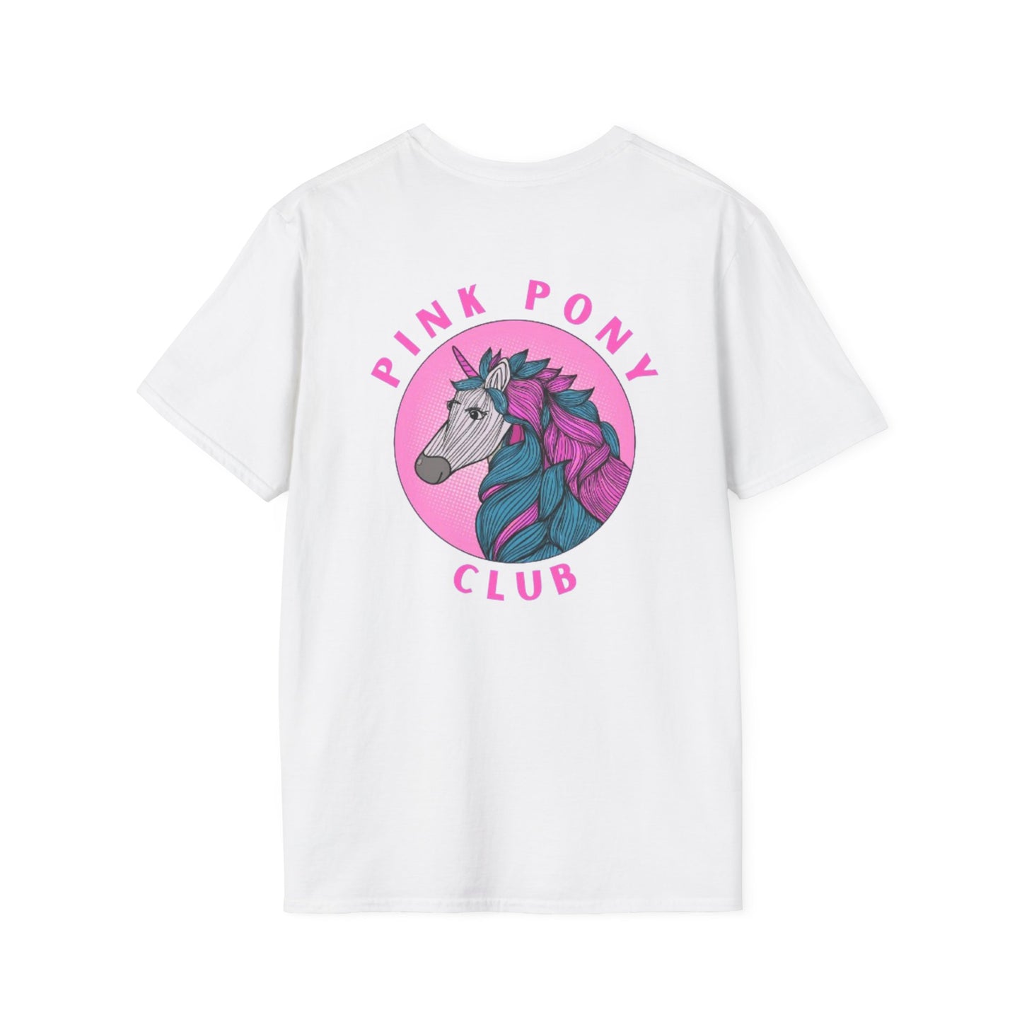 Unisex Softstyle T-Shirt - "Pink Pony Club" Colorful Horse Graphic Tee