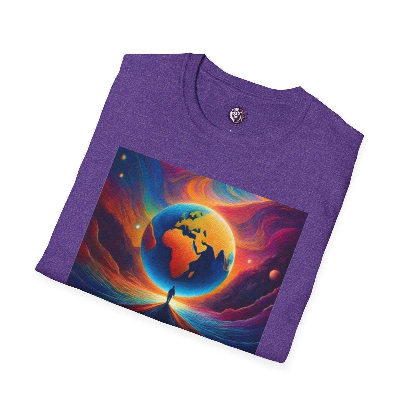 Unisex Softstyle T-Shirt - Cosmic Earth Artwork Tee for Astronomers and Dreamers