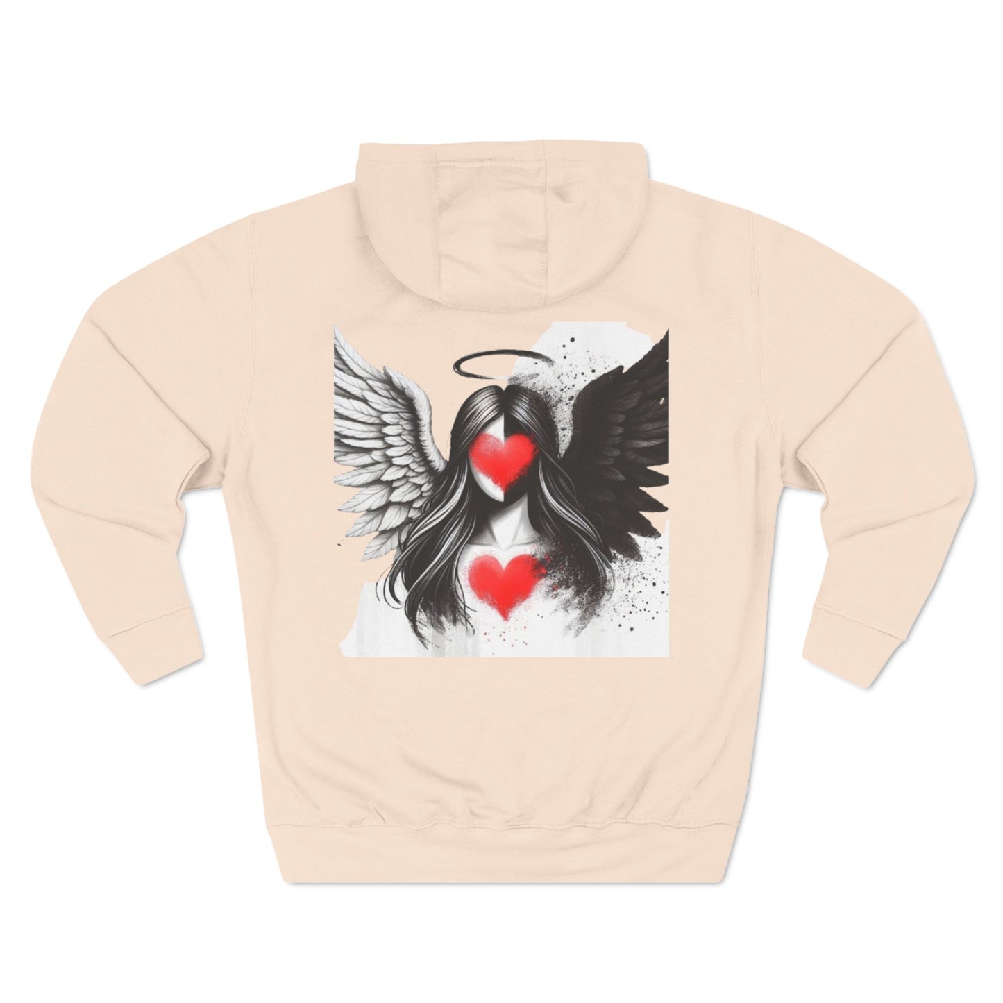 Romantic Heart Design Three-Panel Fleece Hoodie for Couples