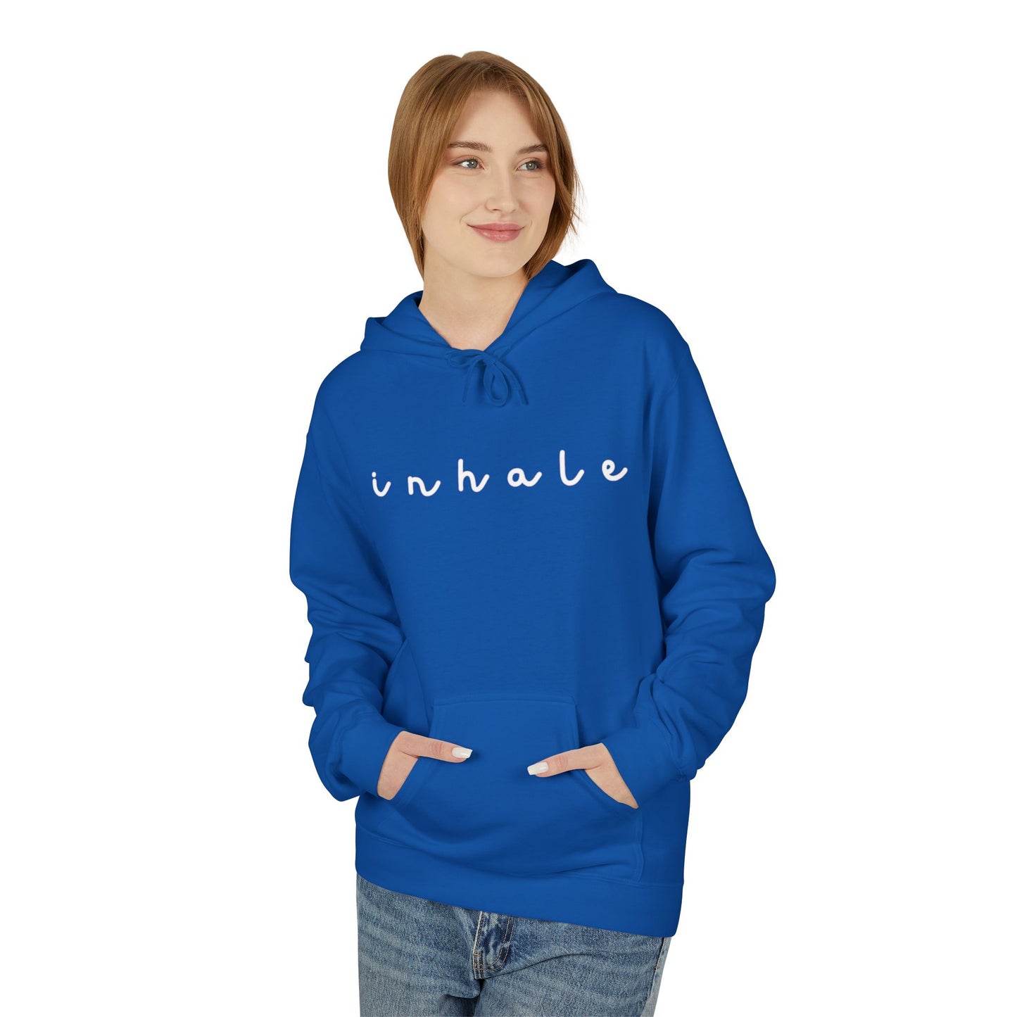 Mindful Inhale Exhale Unisex Hoodie - Softstyle Fleece for Relaxation