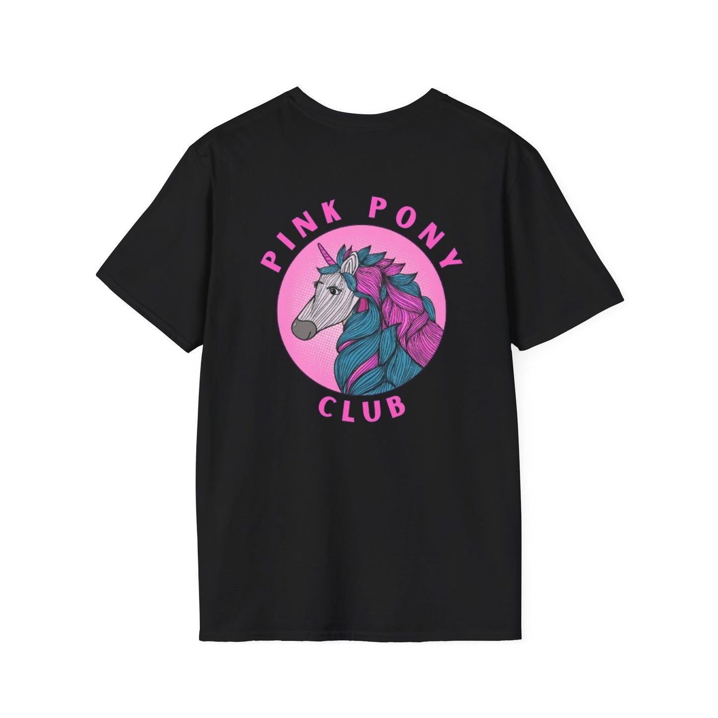 Unisex Softstyle T-Shirt - "Pink Pony Club" Colorful Horse Graphic Tee