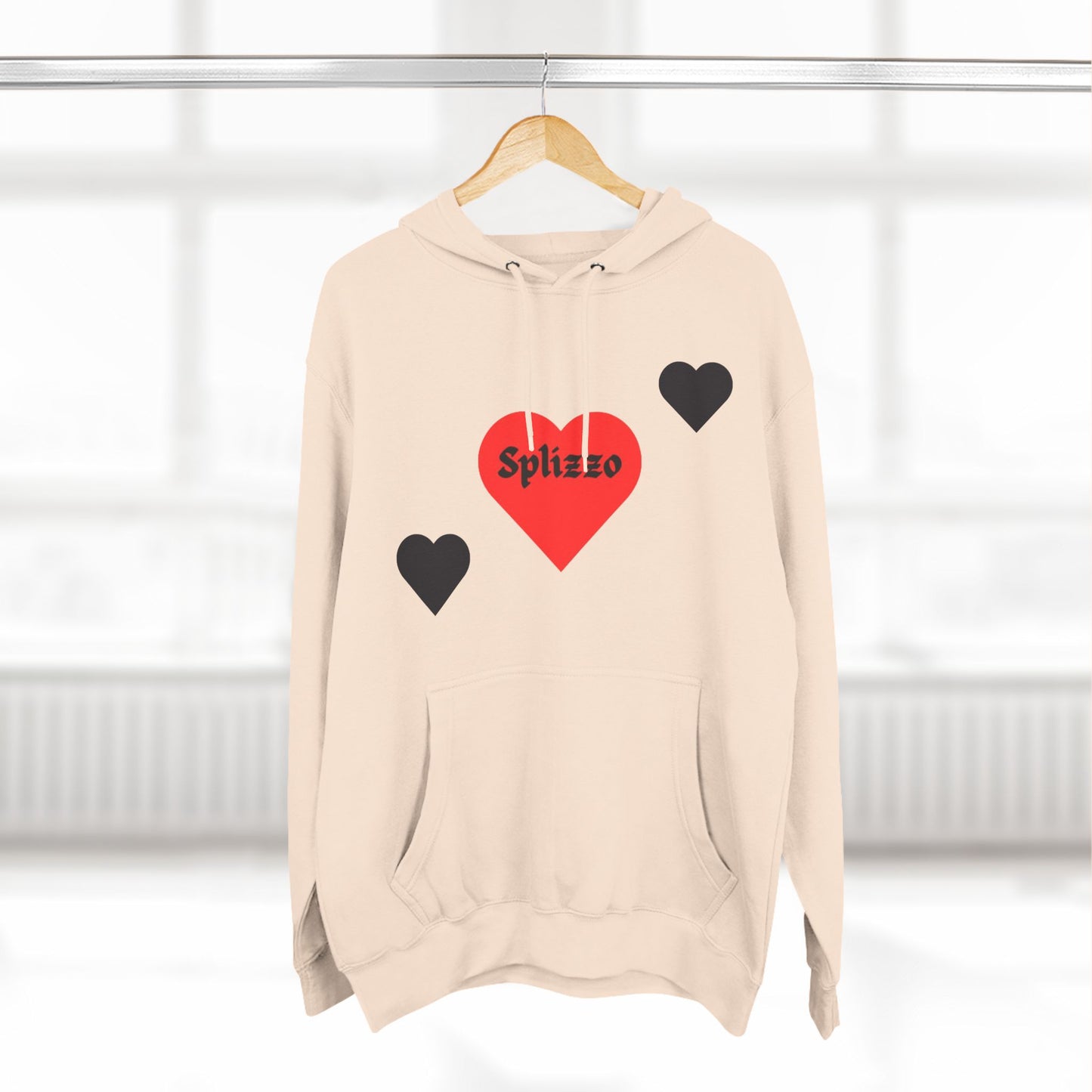 Romantic Heart Design Three-Panel Fleece Hoodie for Couples
