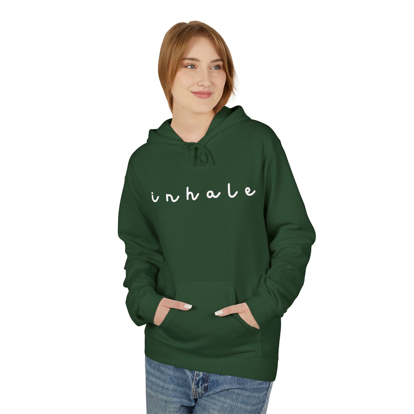 Mindful Inhale Exhale Unisex Hoodie - Softstyle Fleece for Relaxation