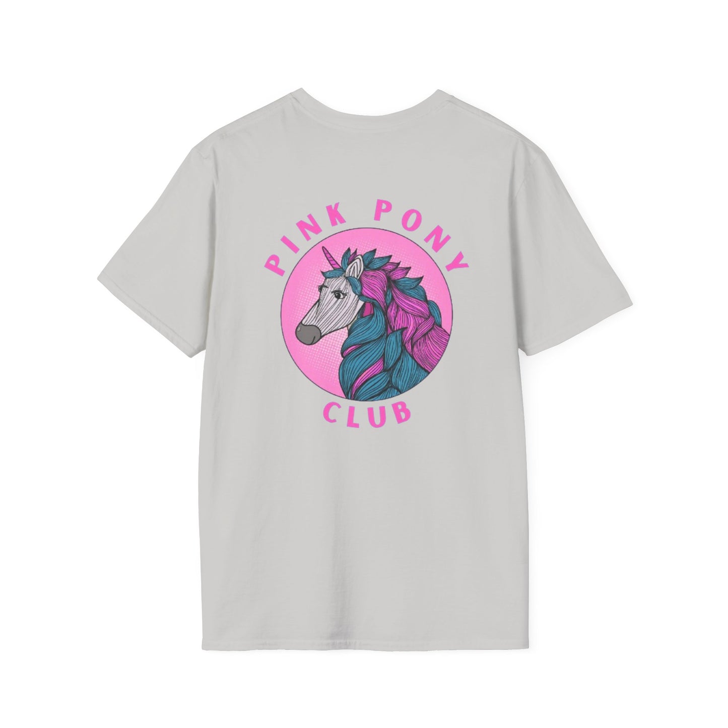 Unisex Softstyle T-Shirt - "Pink Pony Club" Colorful Horse Graphic Tee