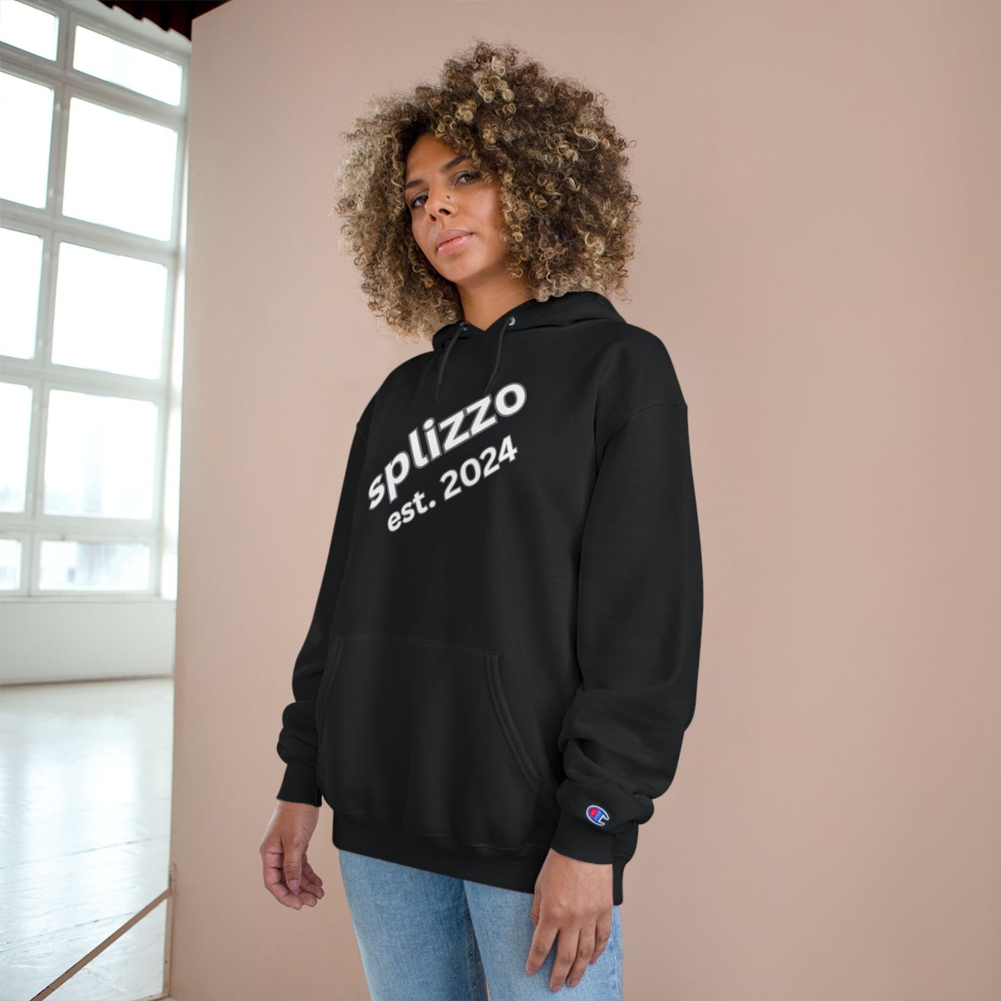 Splizzo Champion Hoodie - Pink Heart Crown Design, Perfect for Casual Wear