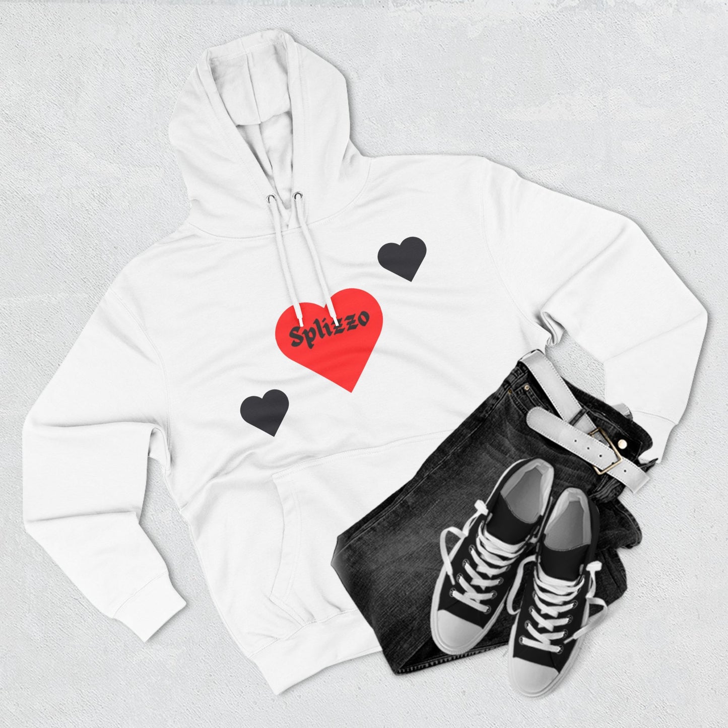 Romantic Heart Design Three-Panel Fleece Hoodie for Couples