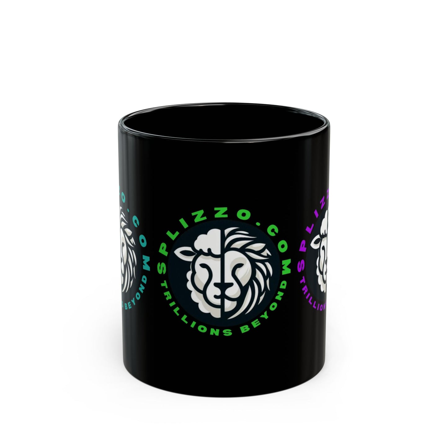 Custom Black Mug - Splizzo.com Lion Design, Perfect for Coffee Lovers