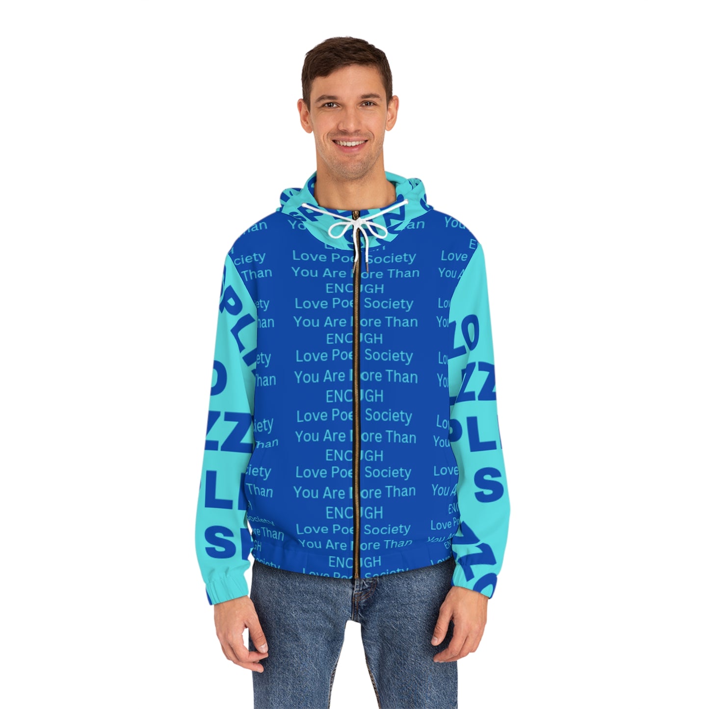 Men's Full-Zip Hoodie - Inspirational Love Poetry Design
