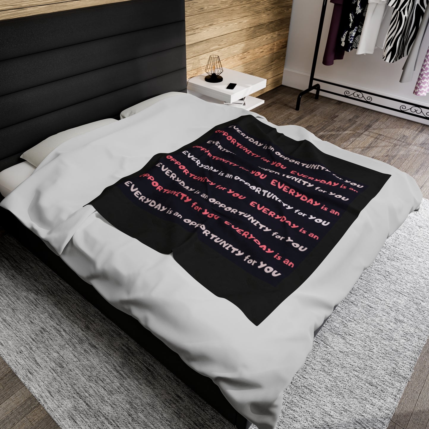 Inspirational Velveteen Plush Blanket - "Every Day is an Opportunity"
