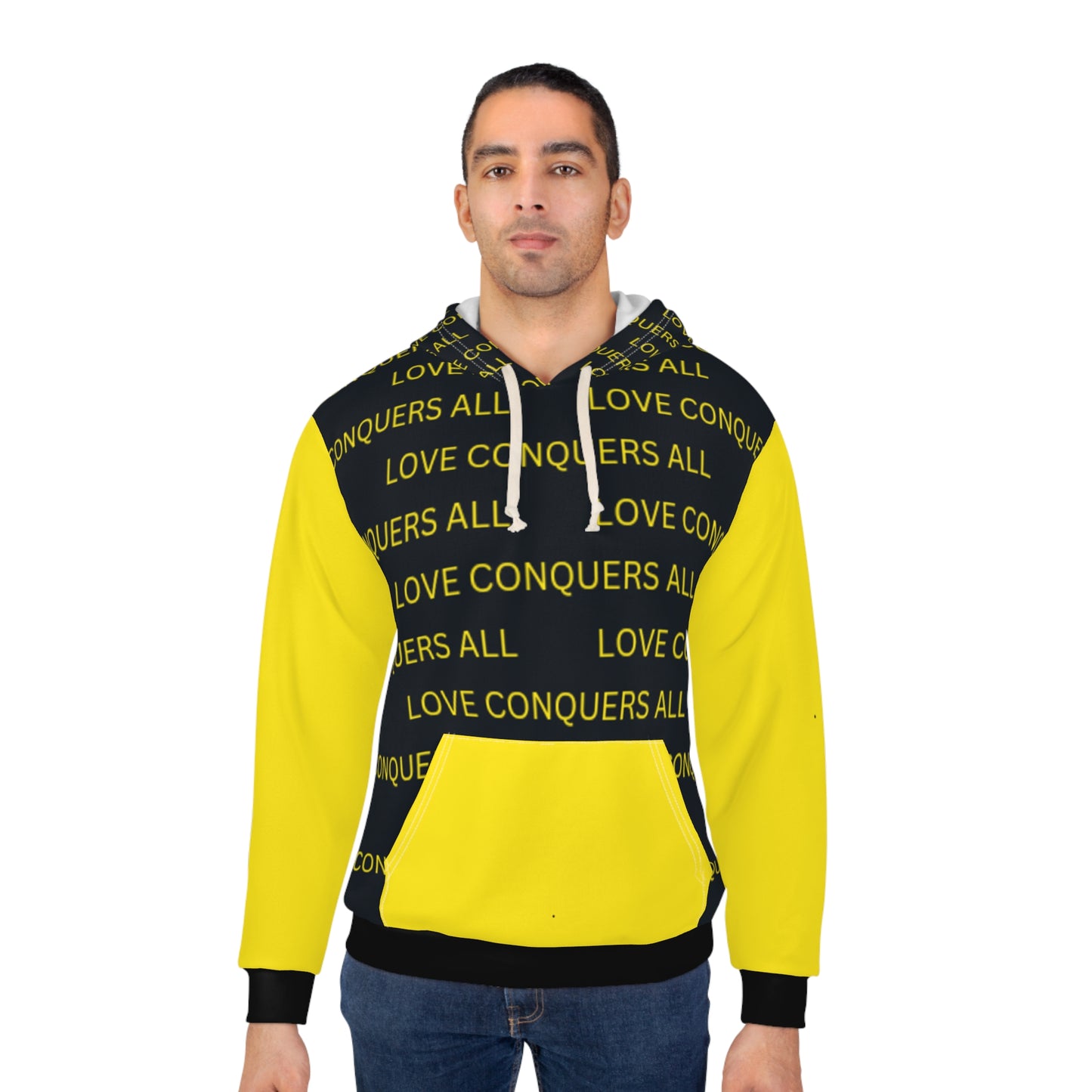 Love Conquers All Unisex Pullover Hoodie - Vibrant Message for Every Occasion