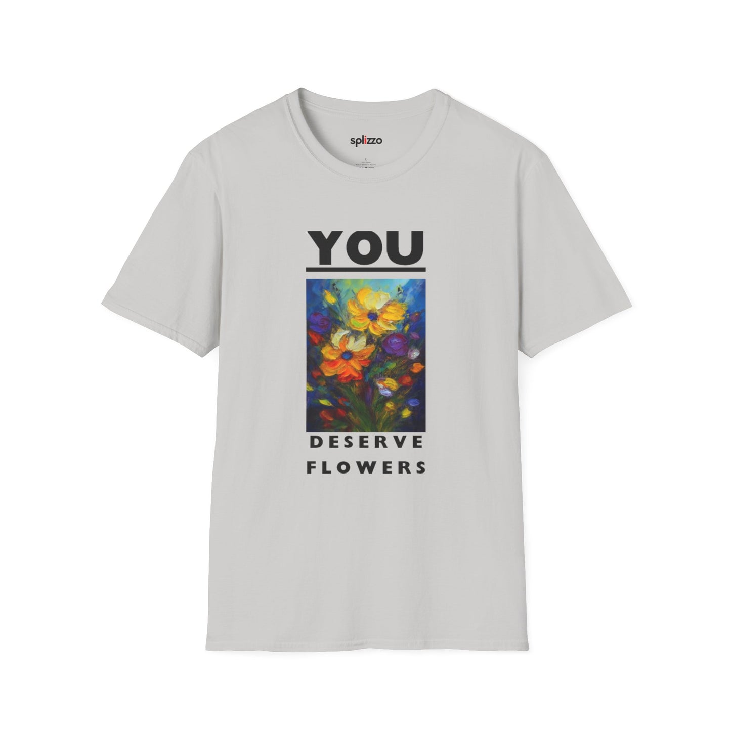 Inspirational Unisex Softstyle T-Shirt - 'You Deserve Flowers' & Lion-Sheep Graphic