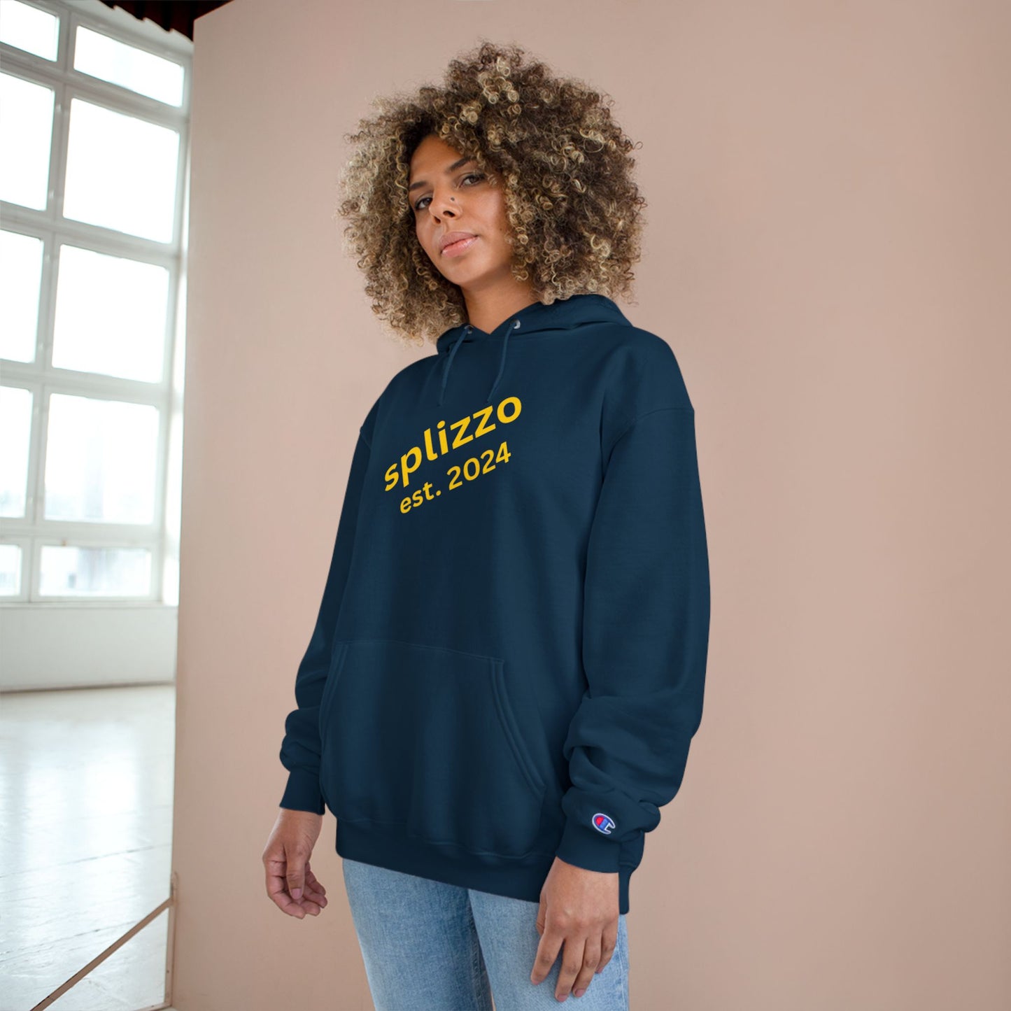 Splizzo Champion Hoodie - Pink Heart Crown Design, Perfect for Casual Wear