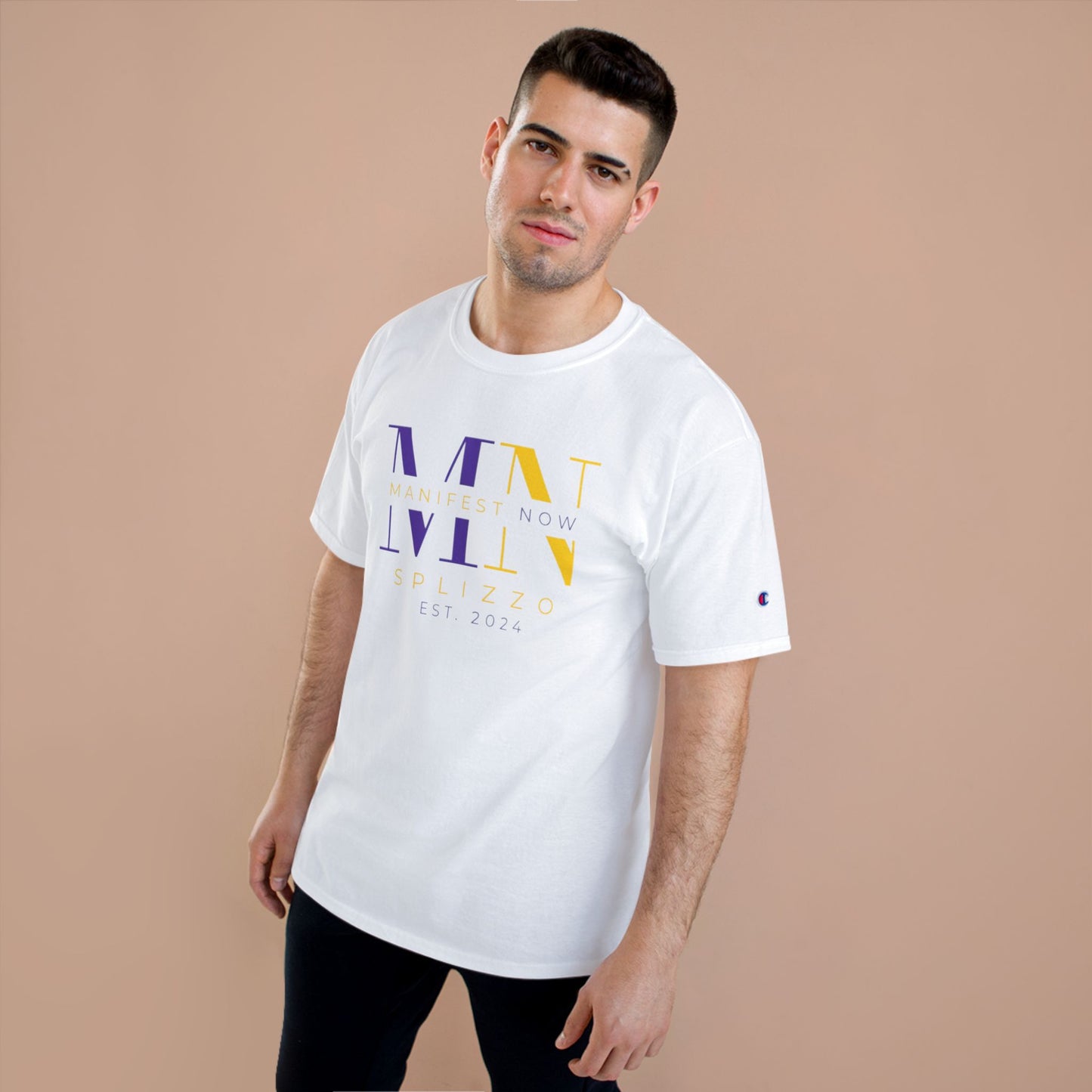 Manifest Now Champion T-Shirt - Empowering Graphic Tee for a Positive Mindset