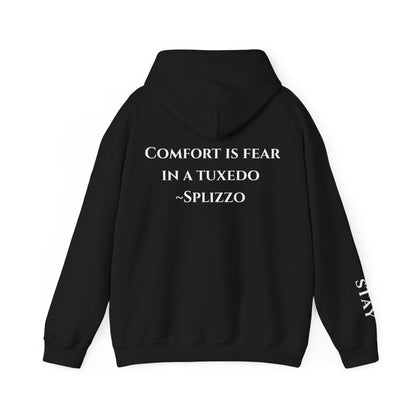 Comfort Is Fear In A Tuxedo Splizzo Hoodie