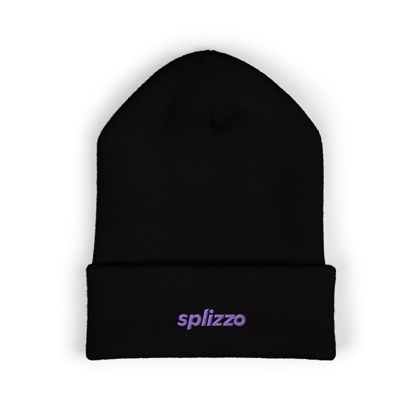 Embroidered "splizzo" Cuffed Beanie - Minimal Purple Logo Knit Hat