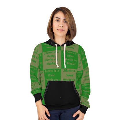 Silence is a Home Unisex Pullover Hoodie | Cozy Green Graphic Sweatshirt for Thoughtful Style