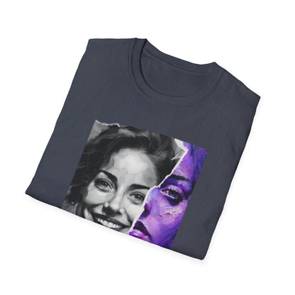 The Duality of Living with Anxiety T-shirt Purple Face