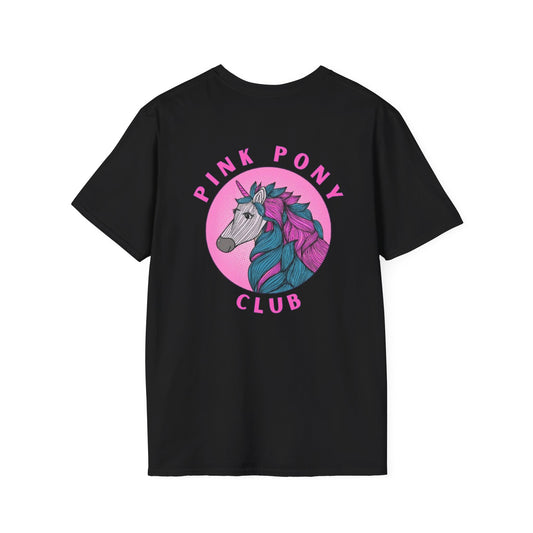 Unisex Softstyle T-Shirt - "Pink Pony Club" Colorful Horse Graphic Tee