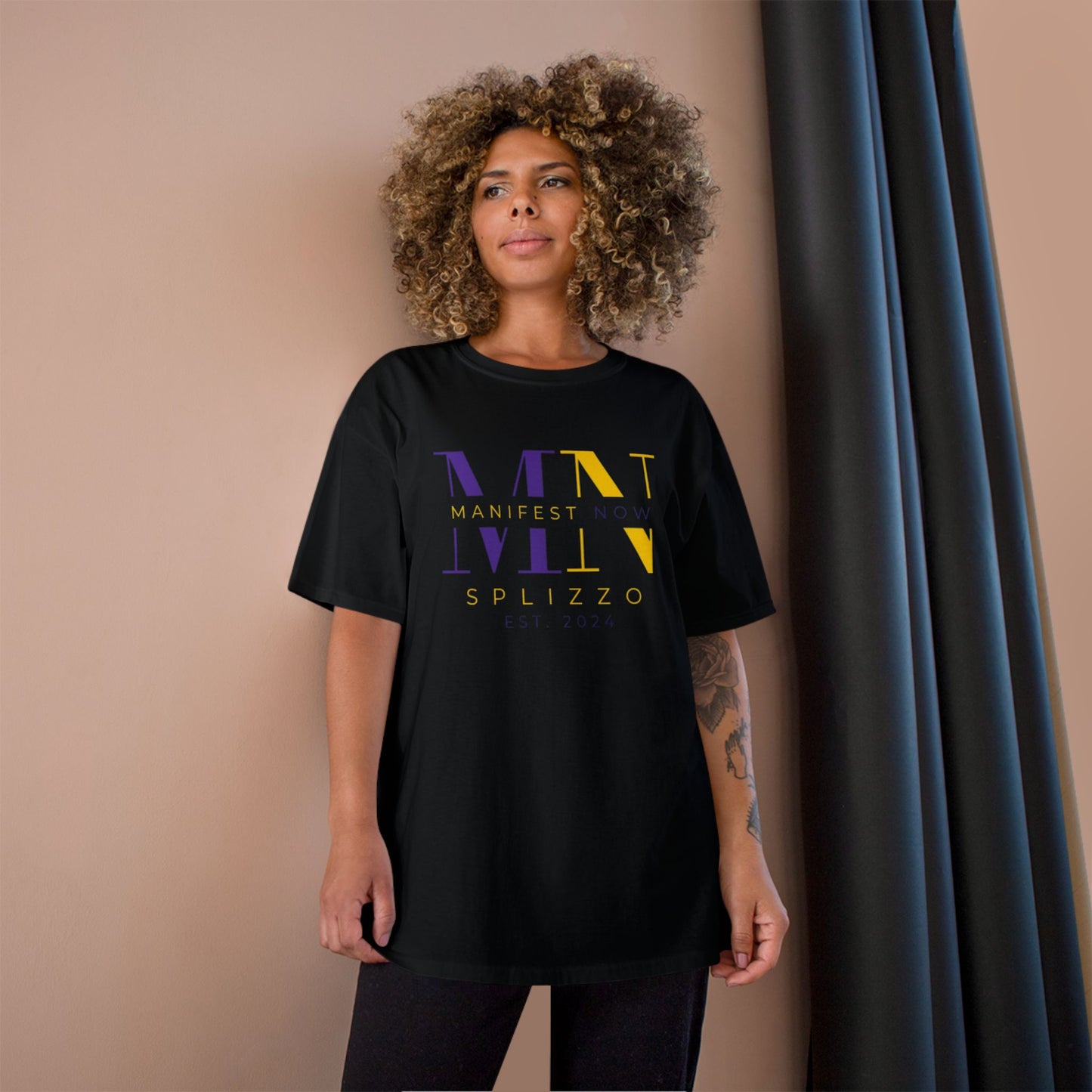 Manifest Now Champion T-Shirt - Empowering Graphic Tee for a Positive Mindset