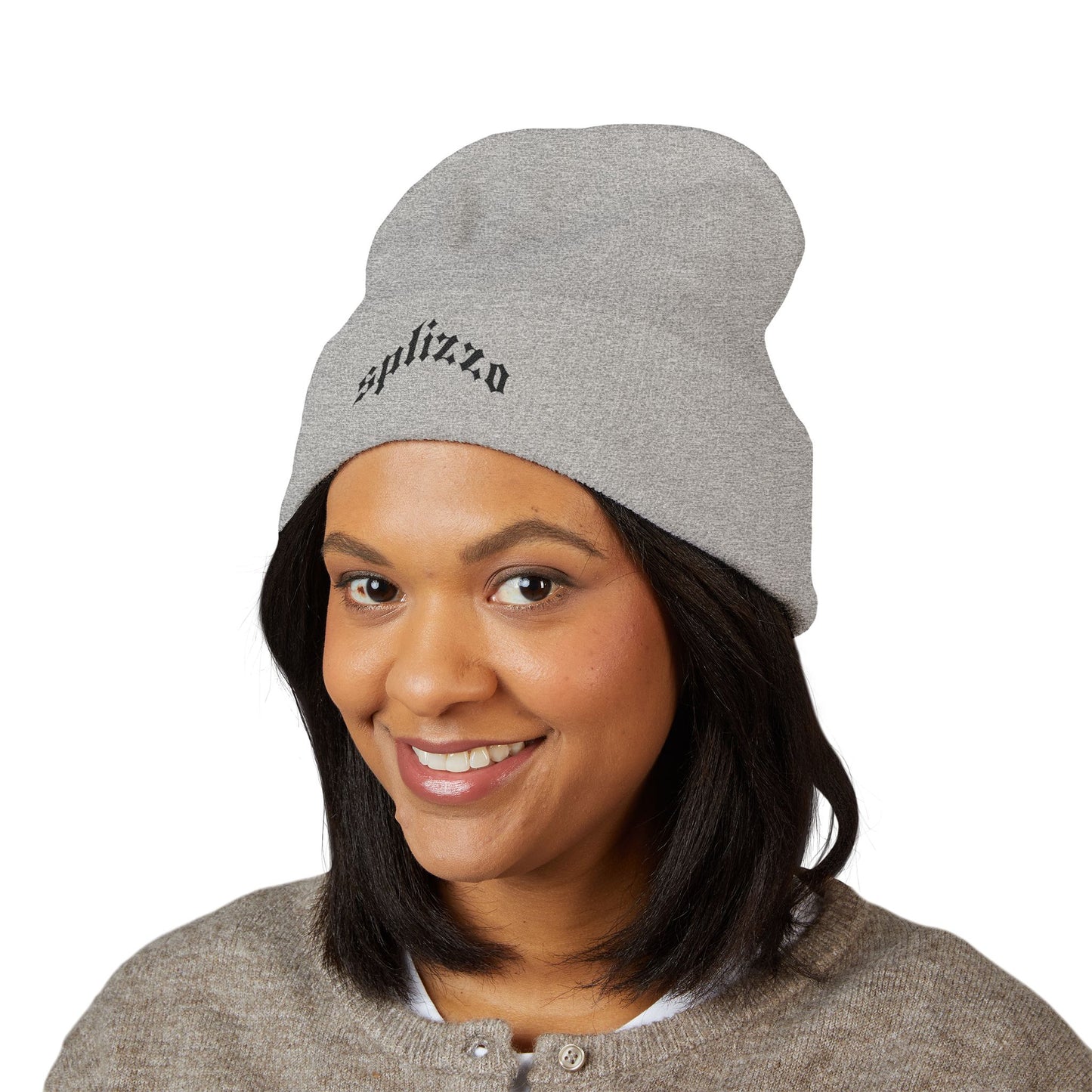 Embroidered 'splizzo' Cuffed Beanie — Classic Knit Winter Hat