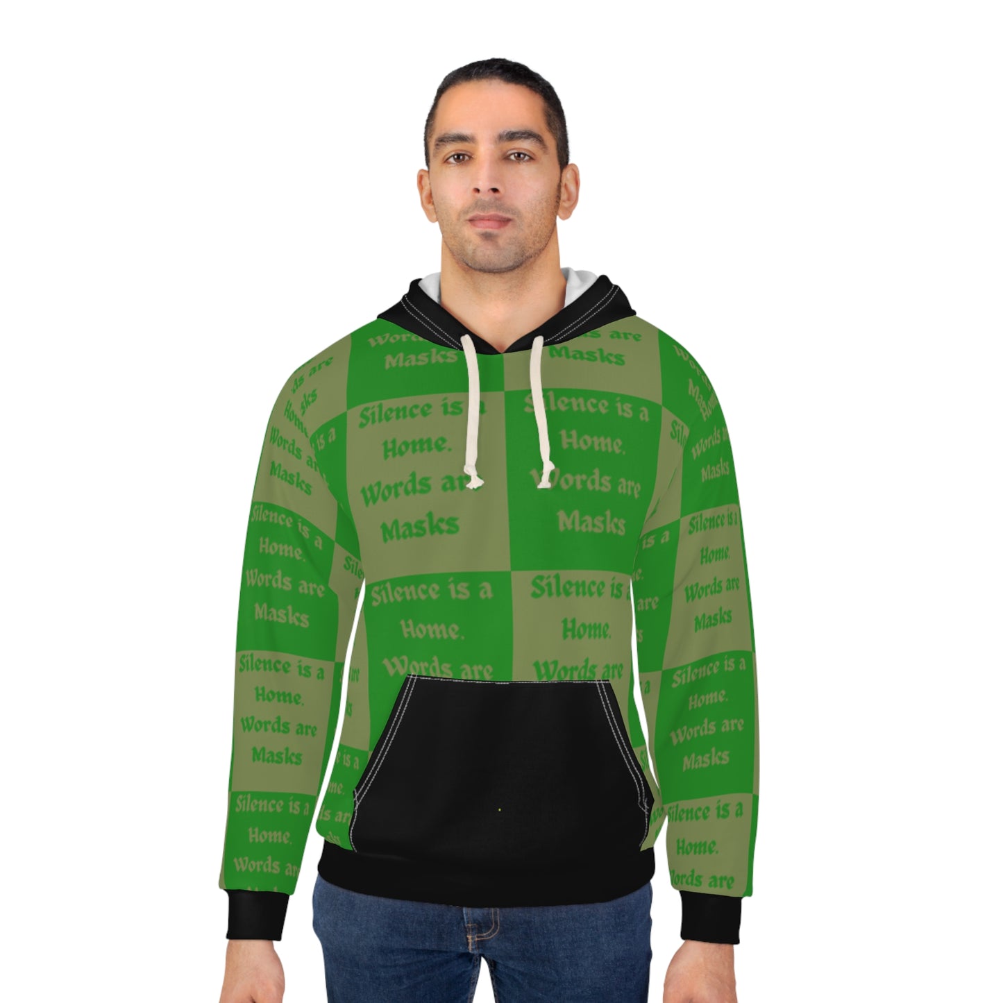 Silence is a Home Unisex Pullover Hoodie | Cozy Green Graphic Sweatshirt for Thoughtful Style