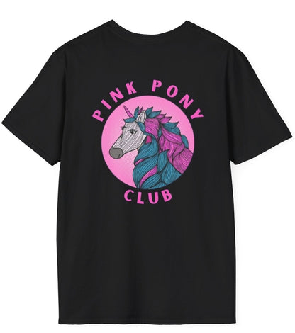 Unisex Softstyle T-Shirt - "Pink Pony Club" Colorful Horse Graphic Tee